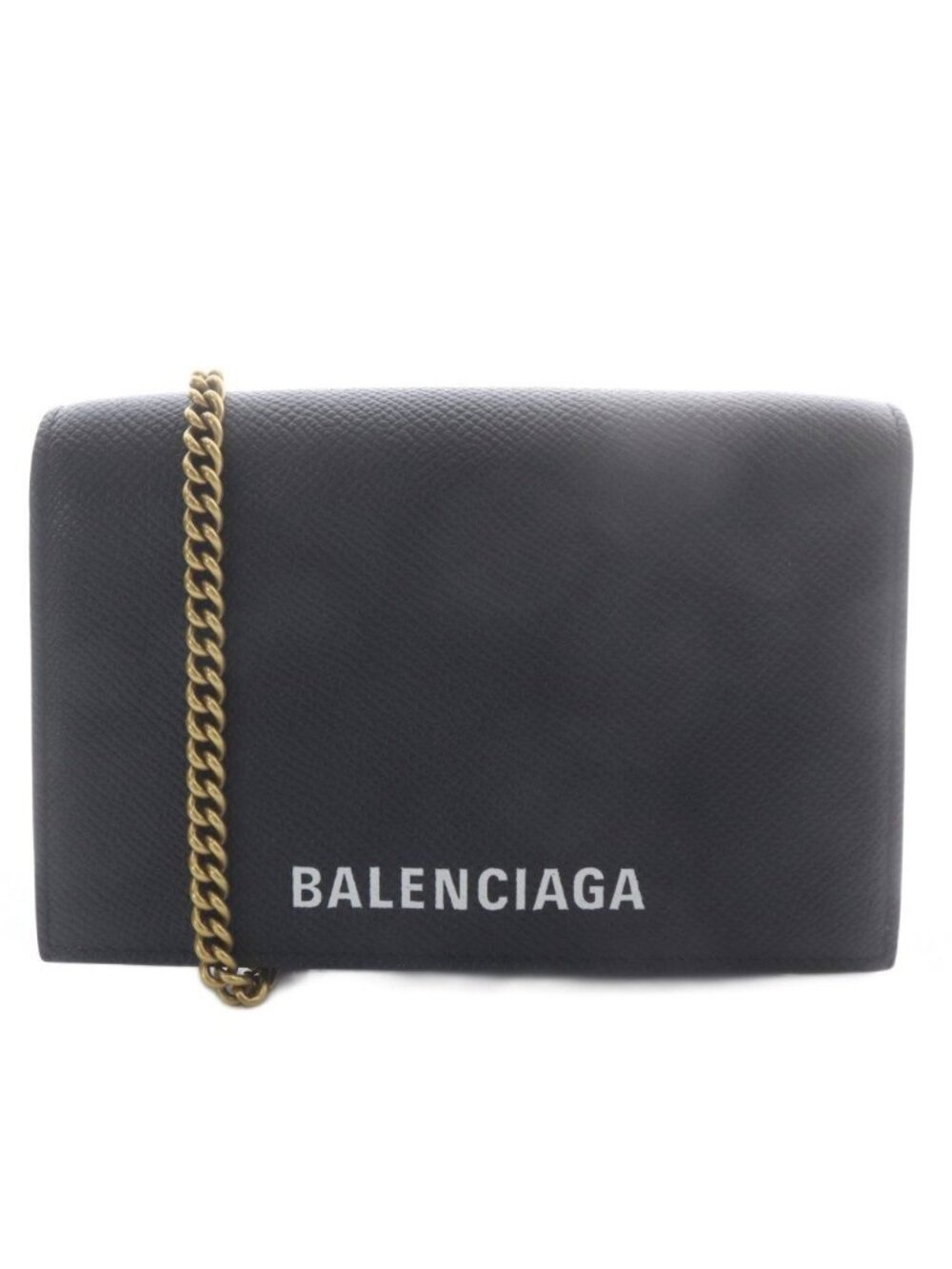 Balenciaga Chain Wallet Shoulder Bag Leather Black